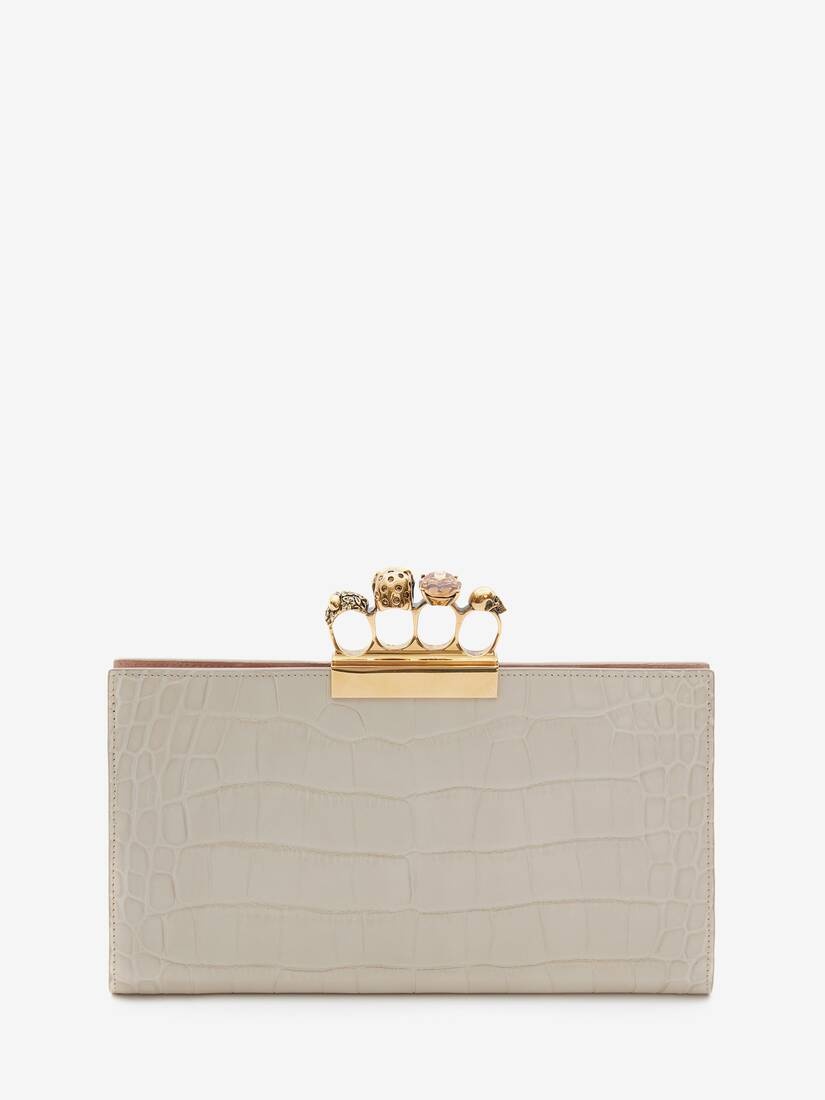 Jewelled Flat Pouch in Ivory - 3