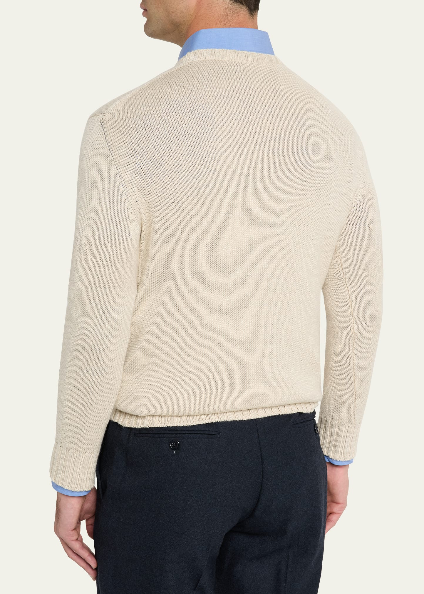 Men's Silk and Linen Knit Crewneck Sweater - 3