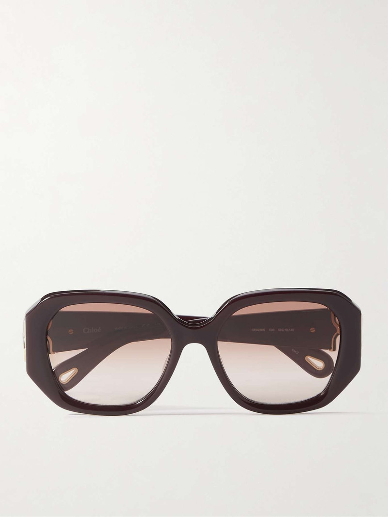 Oversized square-frame acetate and gold-tone sunglasses - 1