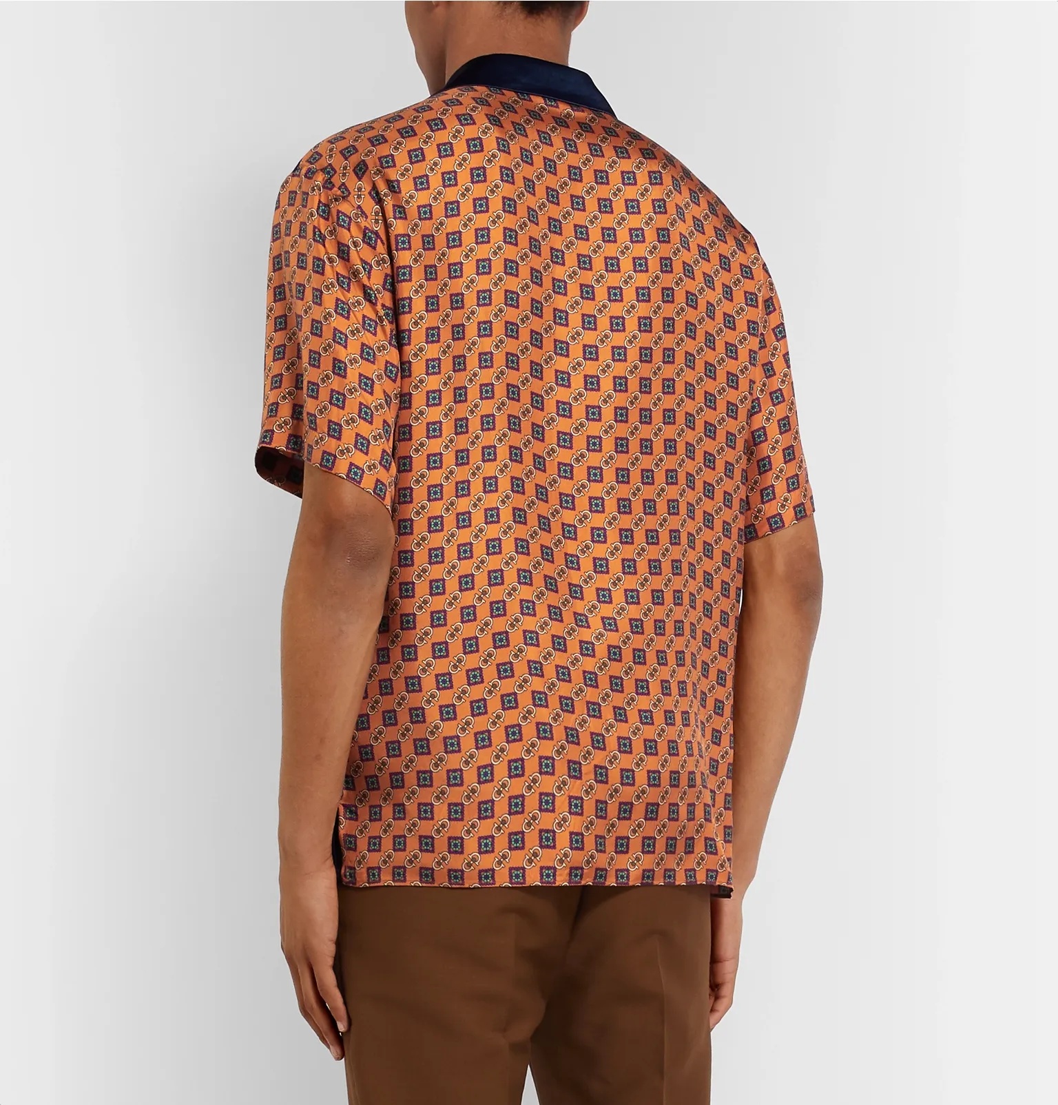 Camp-Collar Satin and Printed Silk-Twill Shirt - 5