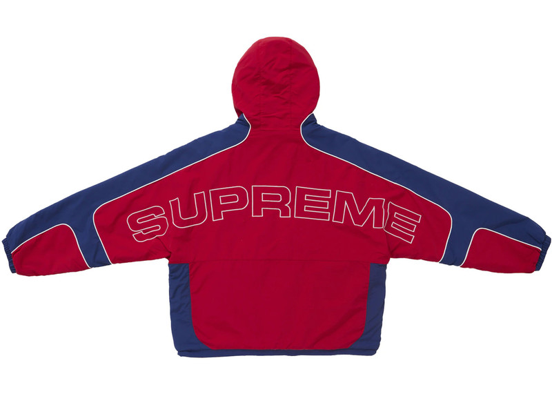 Supreme Supreme Faux Fur Reversible Hooded Track Jacket Red outlook