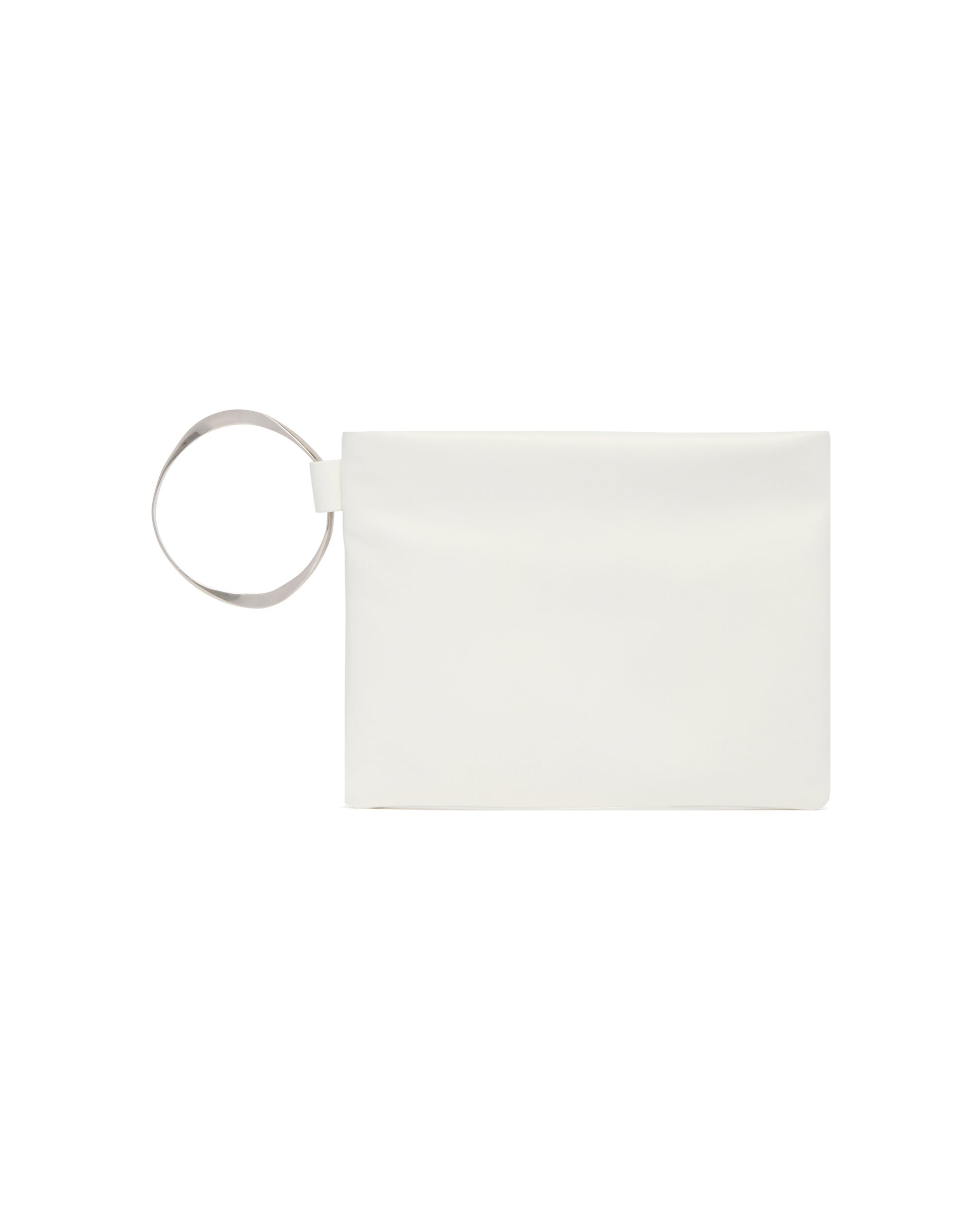 White Leather Clutch with Bracelet - 3