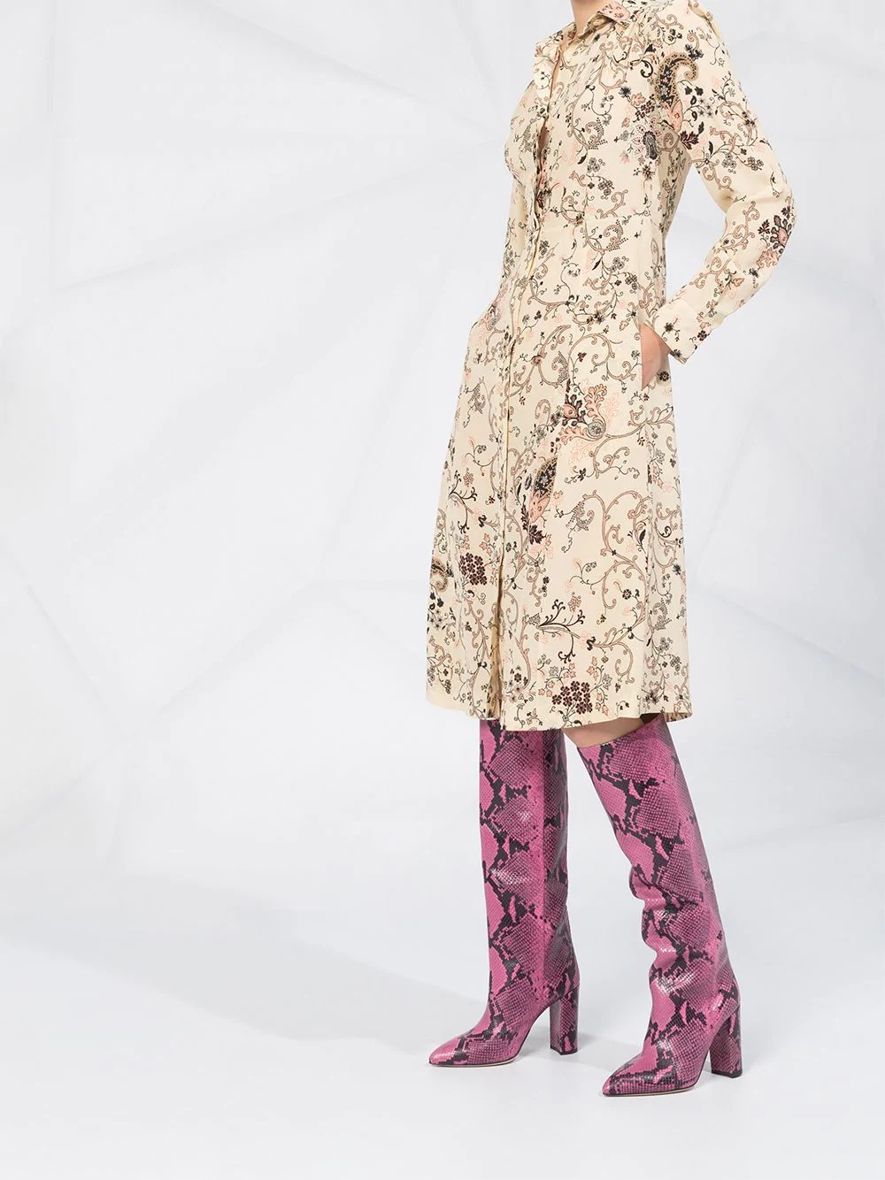 paisley-print silk shirt dress - 6