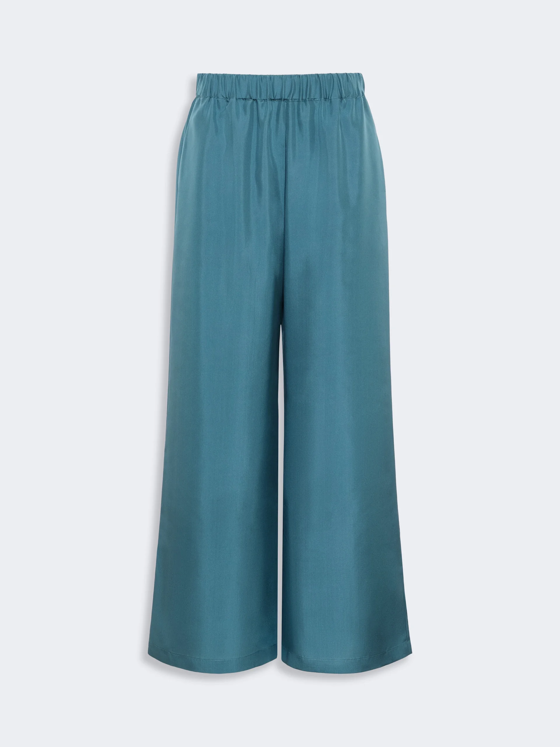 ZAINO Cropped silk trousers - LIGHT BLUE - 1