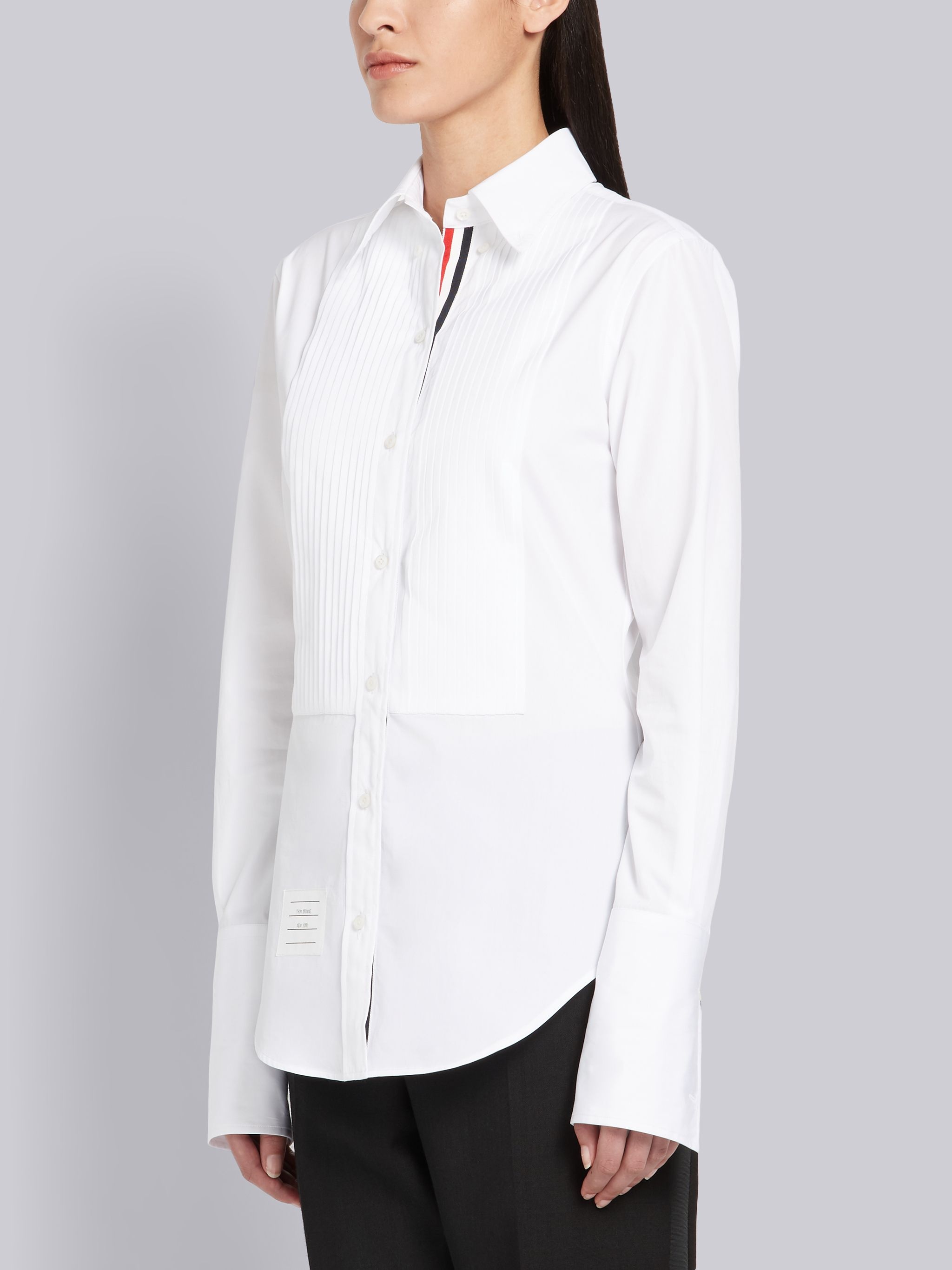 White Solid Poplin French Cuff Tuxedo Shirt - 2