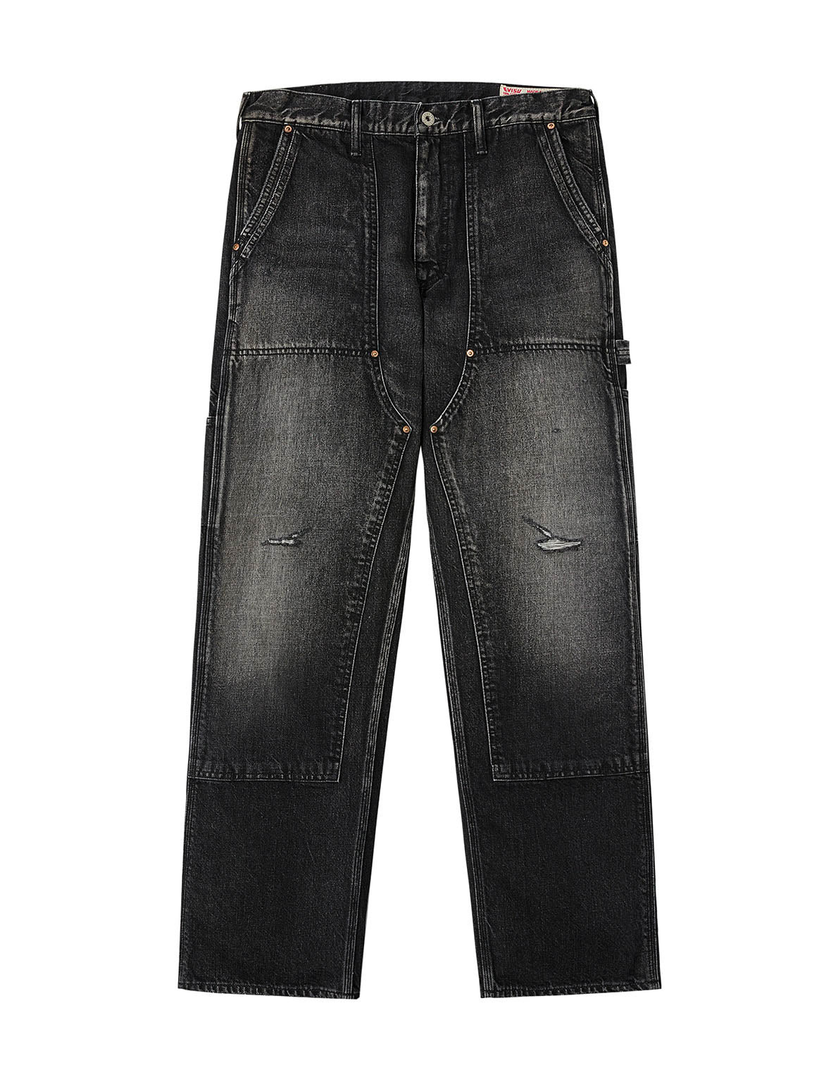 Washed Seagull Print Regular Fit Painter Jeans - 19