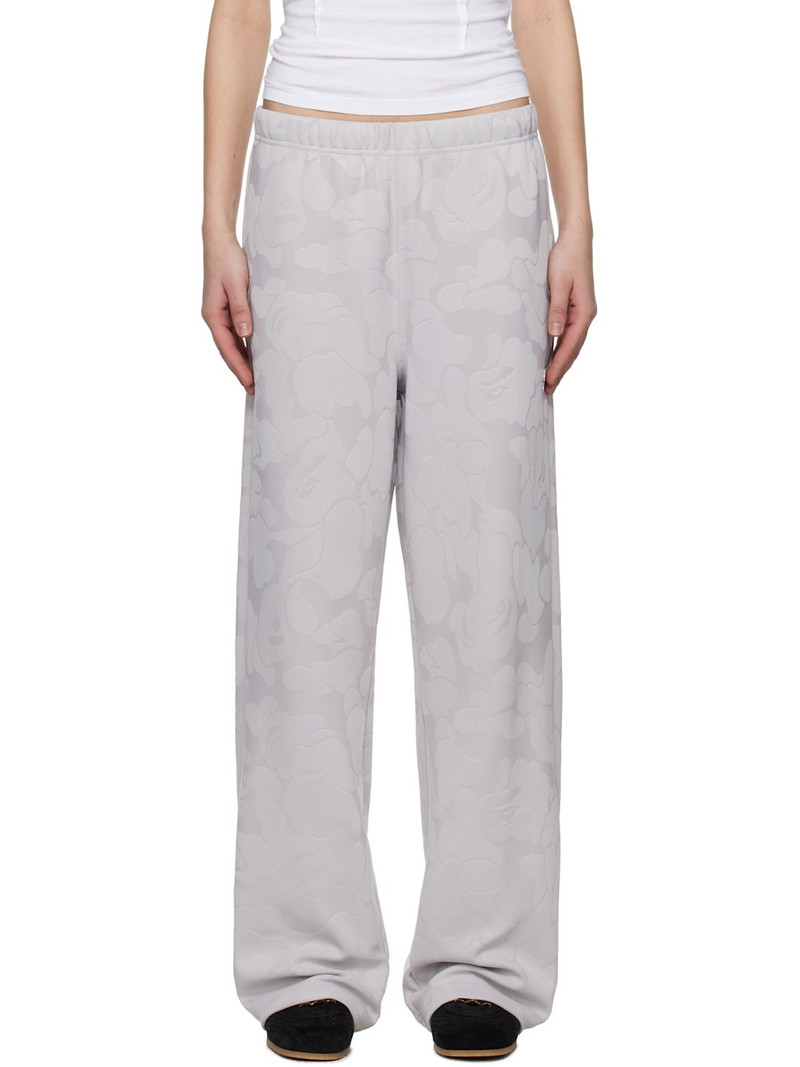Gray Solid Camo Jacquard One Point Wide Lounge Pants 1