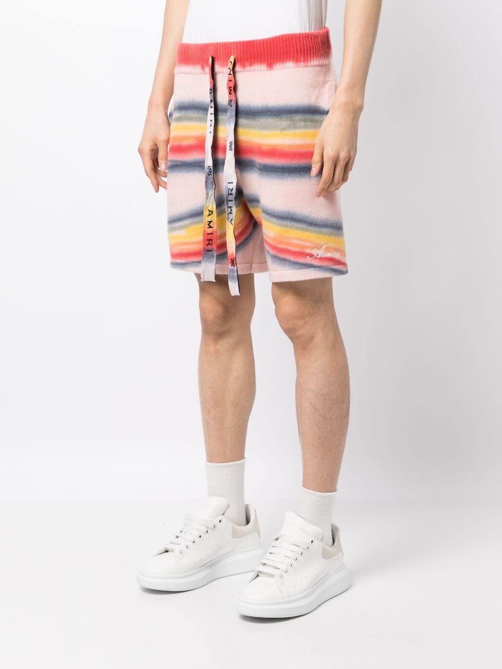 rainbow tie-dye track shorts - 3