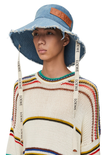 Loewe Frayed fisherman hat in denim and calfskin outlook