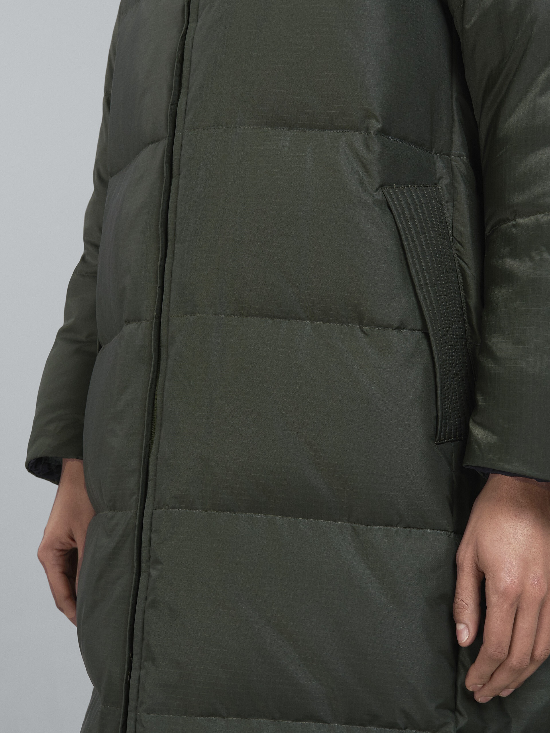 GREEN RIPSTOP NYLON LONG DOWN JACKET - 5
