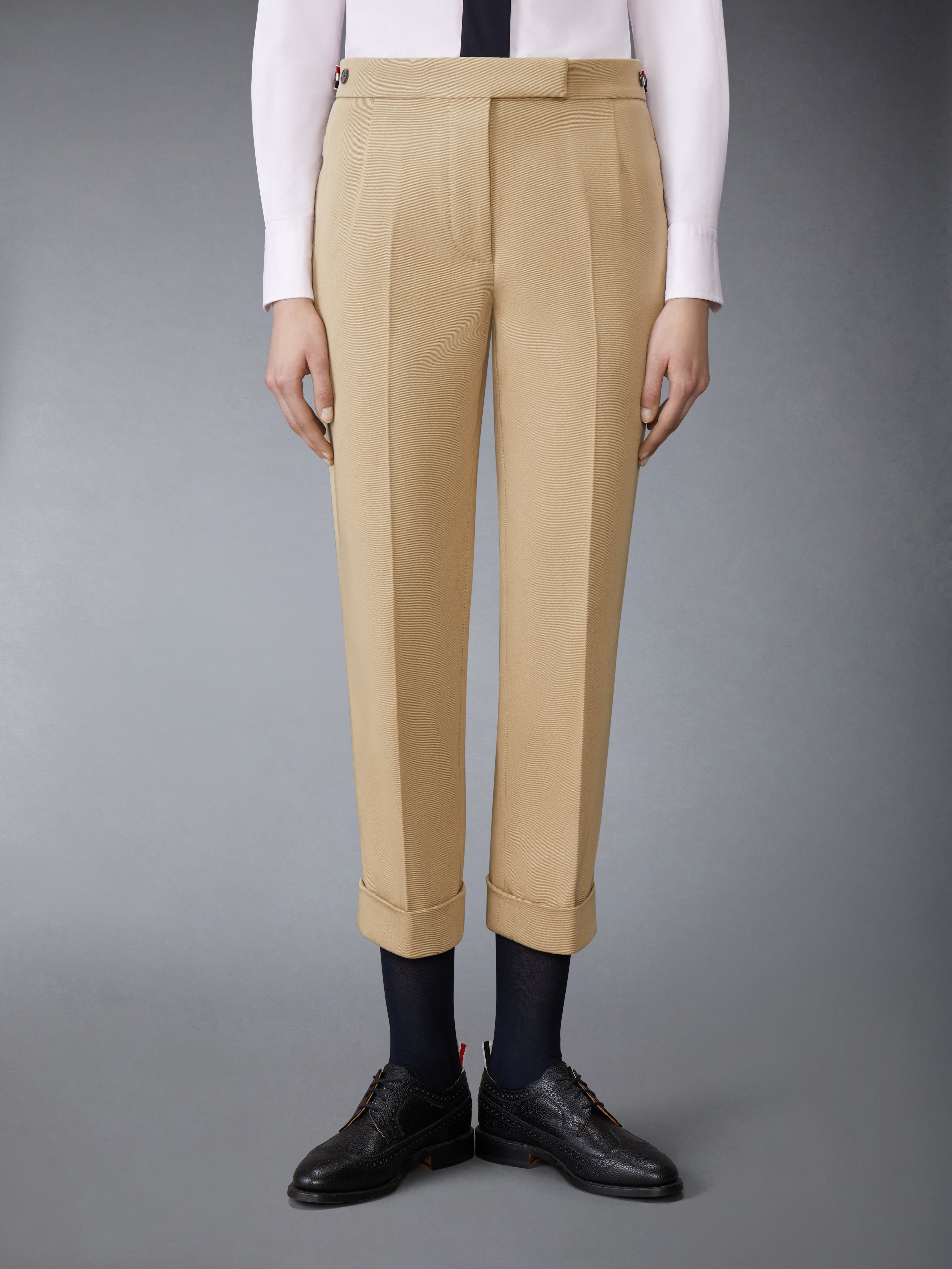 COTTON GABARDINE LOW RISE SLIM TROUSERS - 2