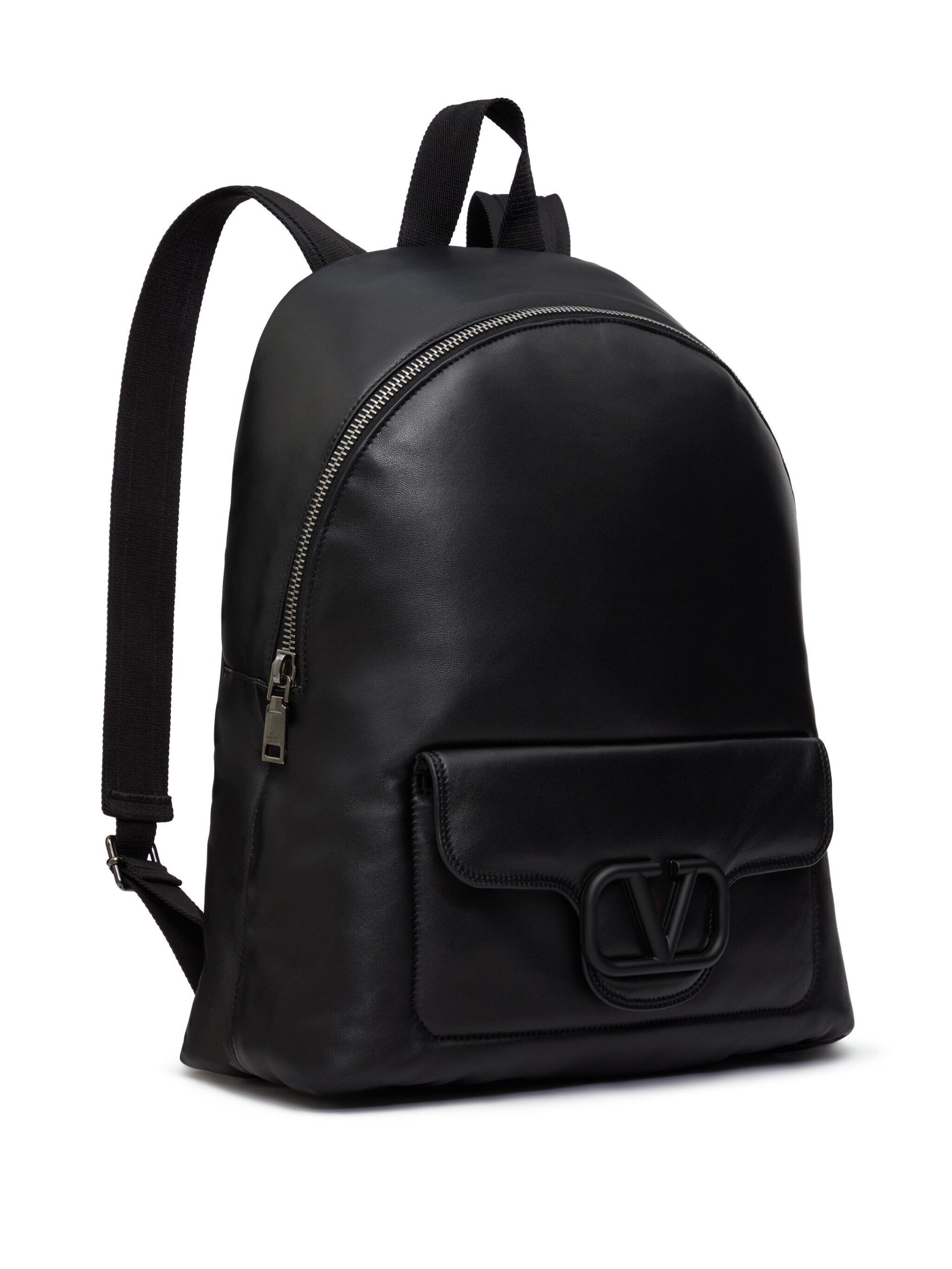 Black VLogo Nappa Leather Backpack - 4