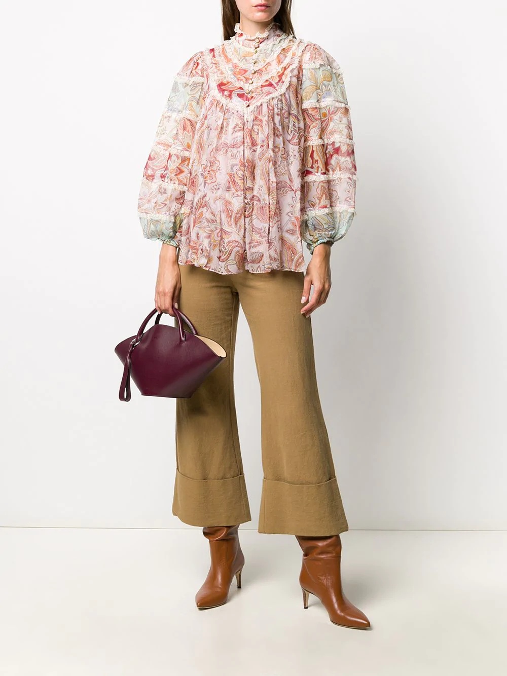 ruffled floral silk shirt - 2