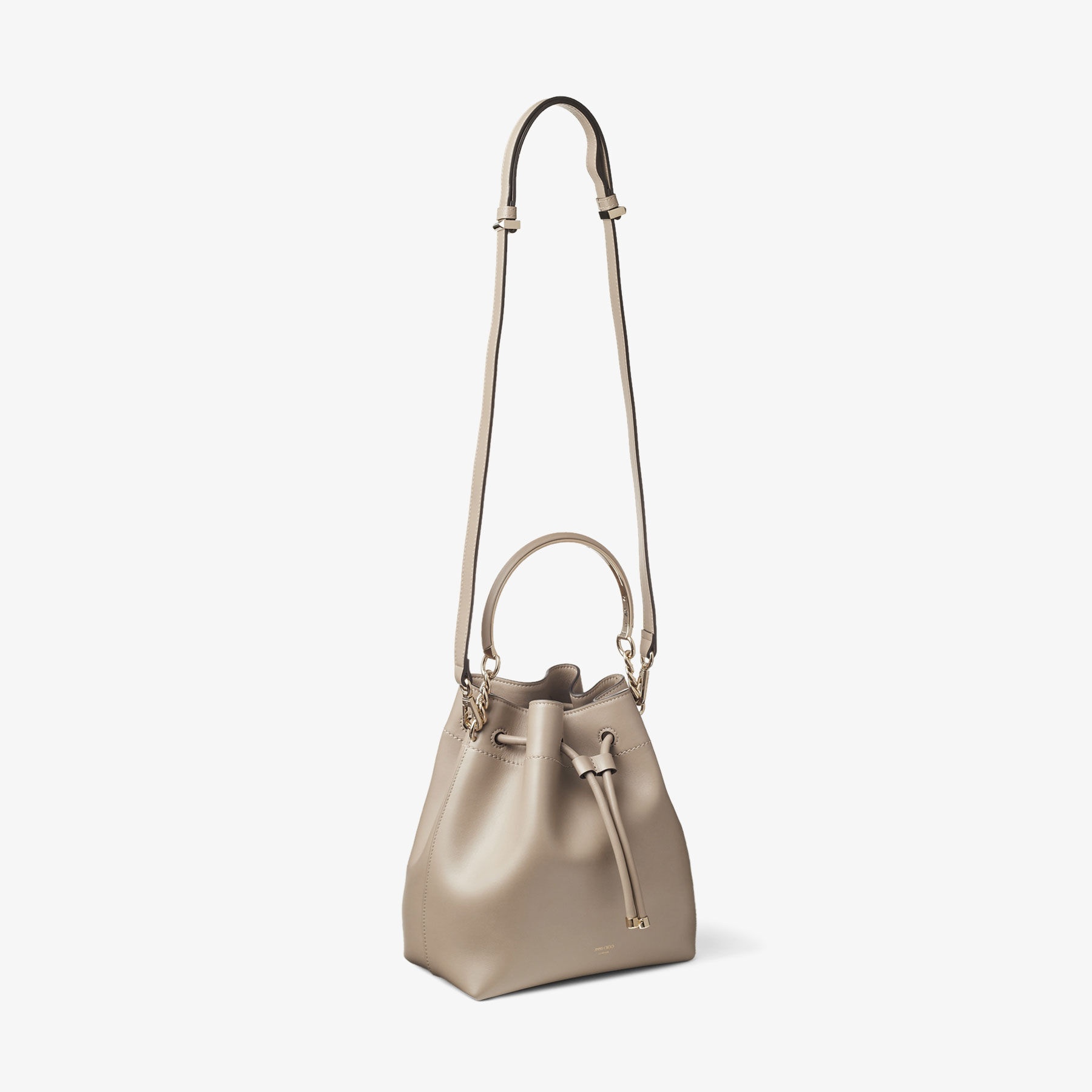 Bon Bon Bucket
Taupe Soft Shiny Smooth Calf Leather Bucket Bag - 5