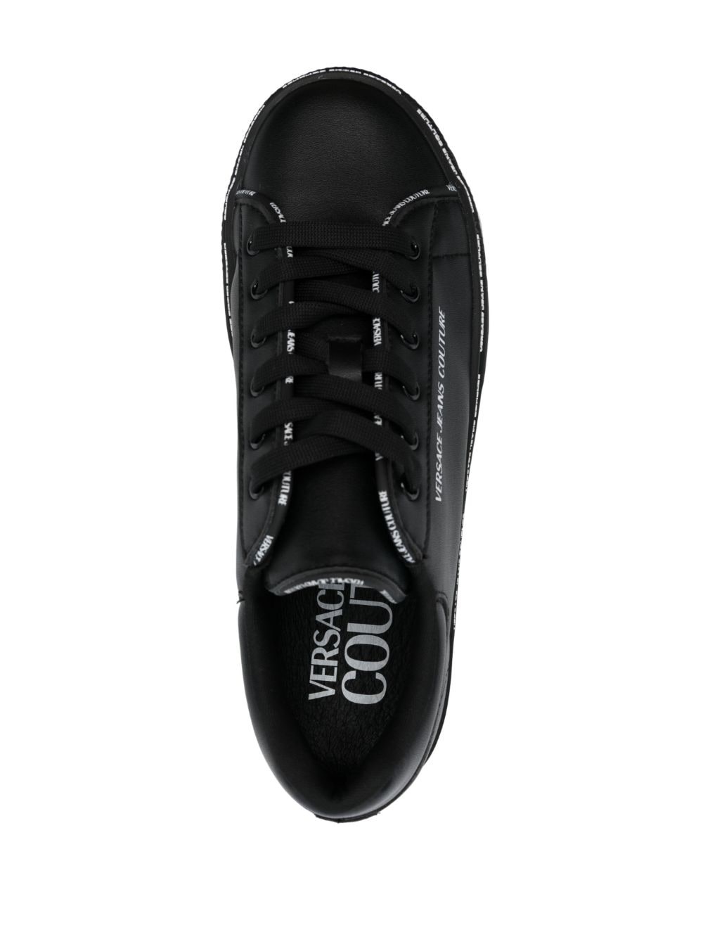 logo-print leather sneakers - 4