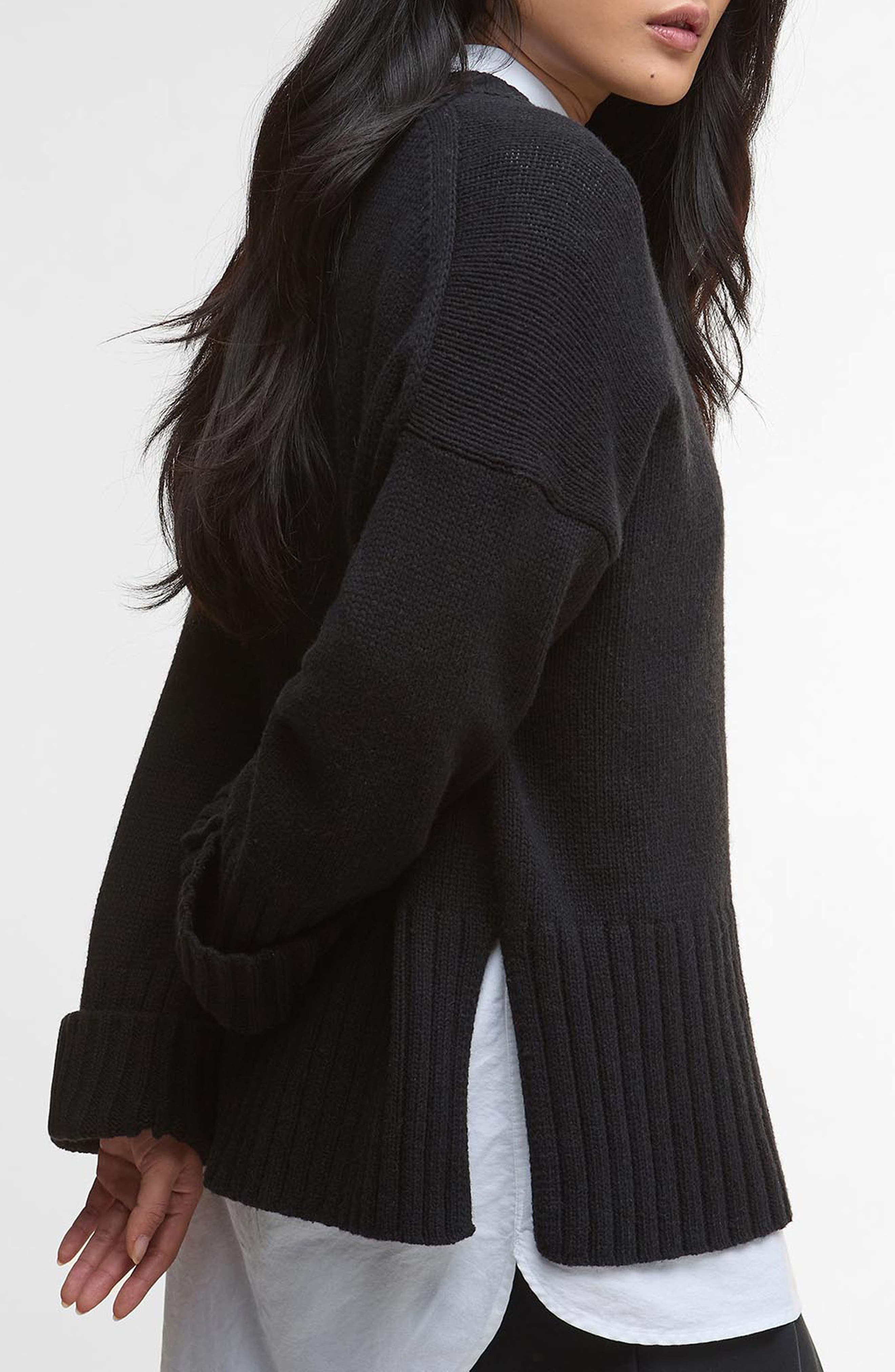 Barbour Sophia Cotton & Wool Blend Tunic Sweater in Black at Nordstrom - 3