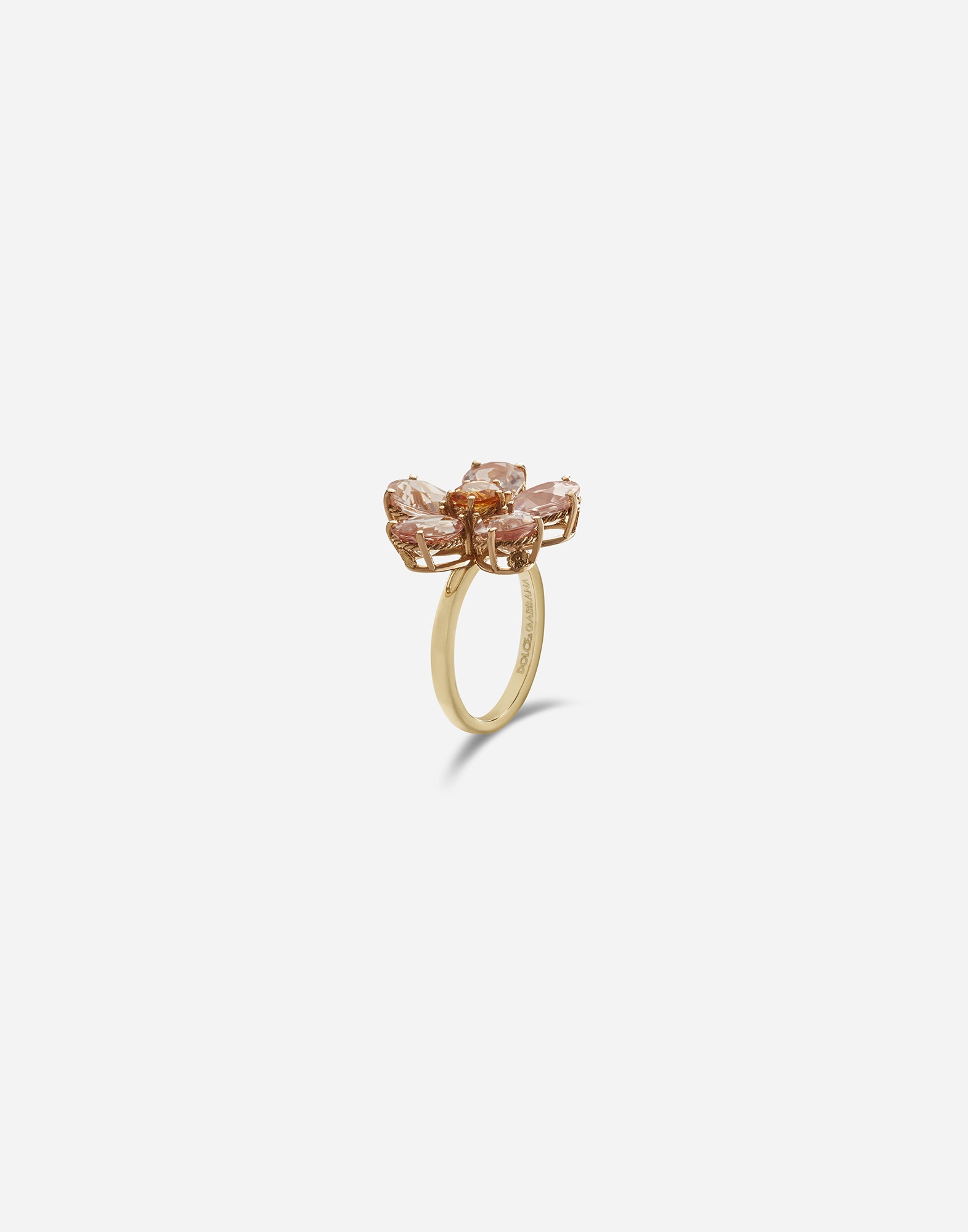 Spring Ring 18 carat yellow gold, morganites and citrine - 2
