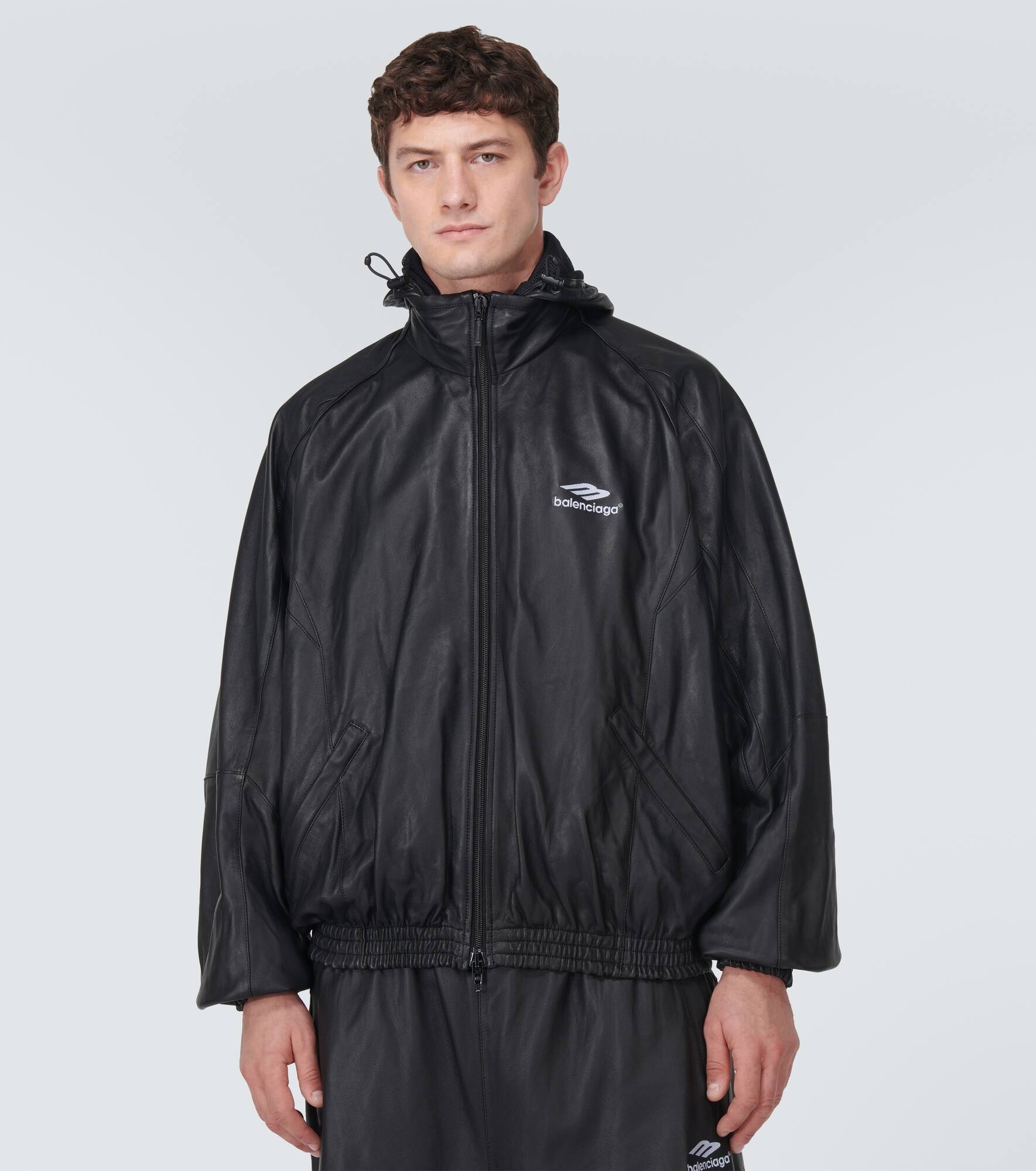 3B Sports Icon leather track jacket - 3