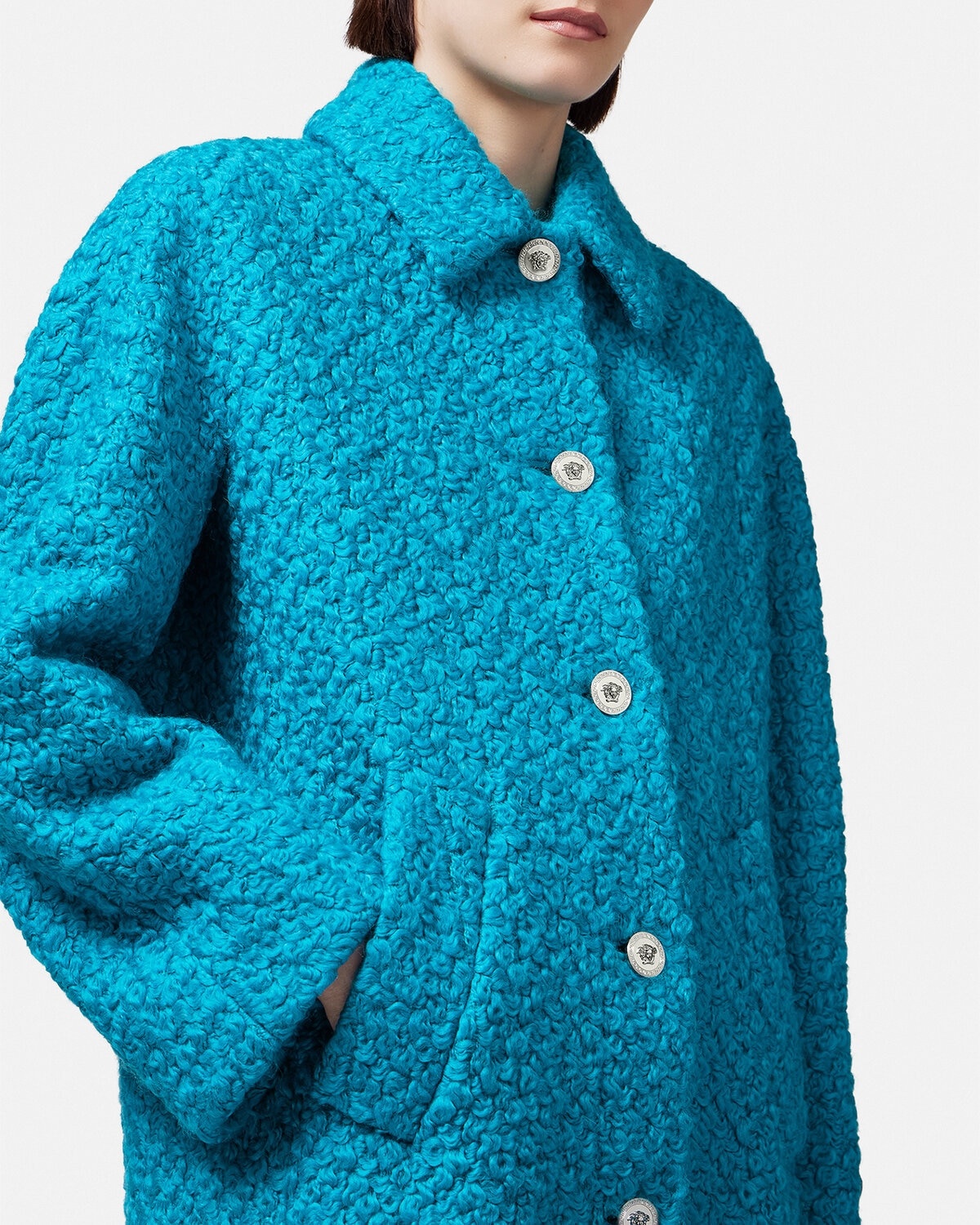 Rounded Wool Bouclé Coat - 5