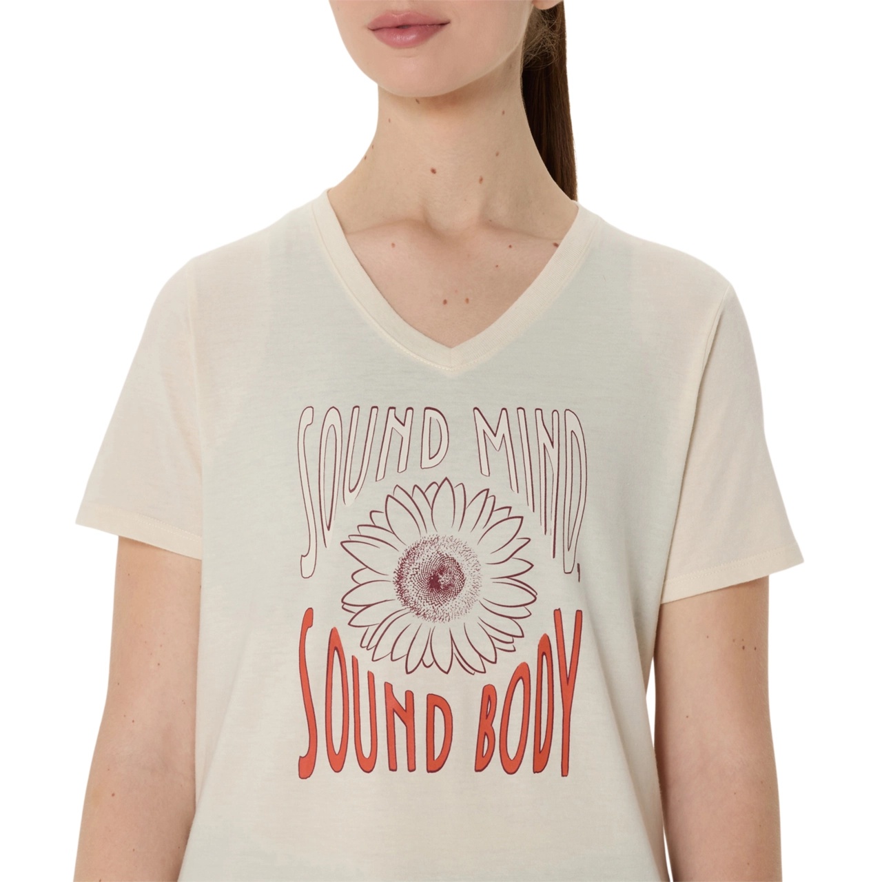 WOMEN'S SUNFLOWER SLOGAN V-NECK - 4