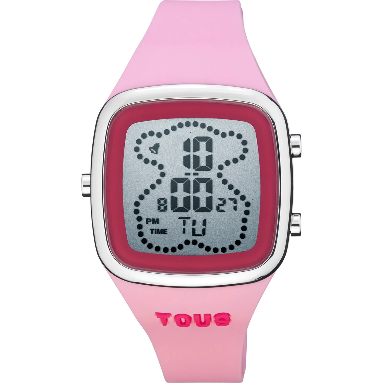 Digital Watch with pink silicone strap and steel case TOUS B-Time - 1