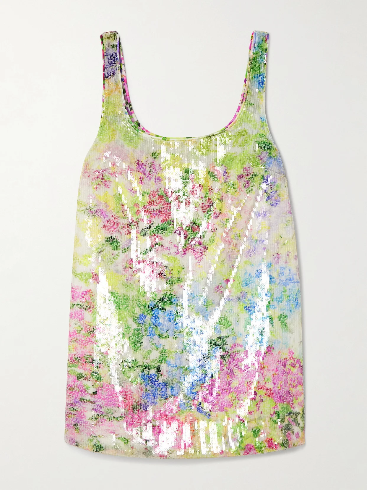 Dahlia Floral-print Sequined Mesh Mini Dress - 1