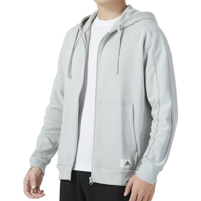 adidas Lounge French Terry Full Zip Parka Jackets 'White' IQ3425 - 5
