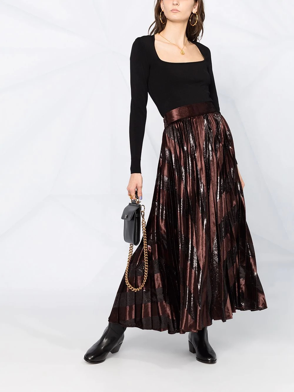 pleated long skirt - 2