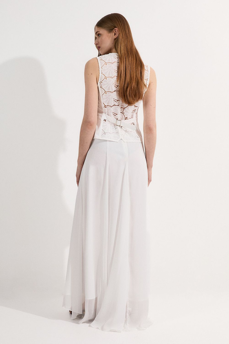 Crinkle Georgette Godet Woven Maxi Skirt 5