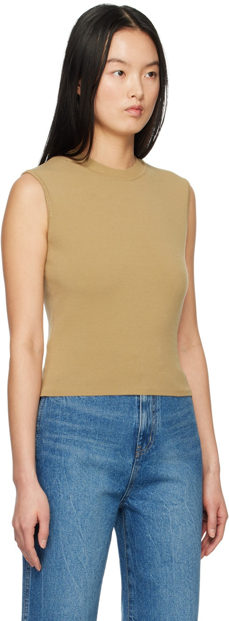 ARCH THE Khaki Crop Tank Top outlook
