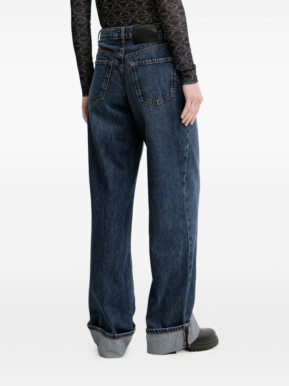 cuffed-hems cotton jeans - 3