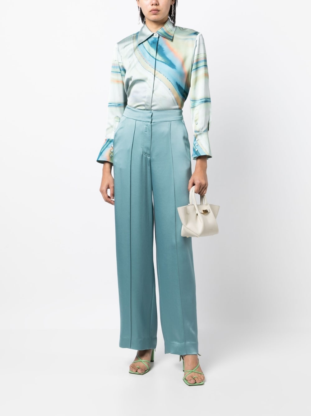 Kyra satin-finish straight-leg trousers - 2