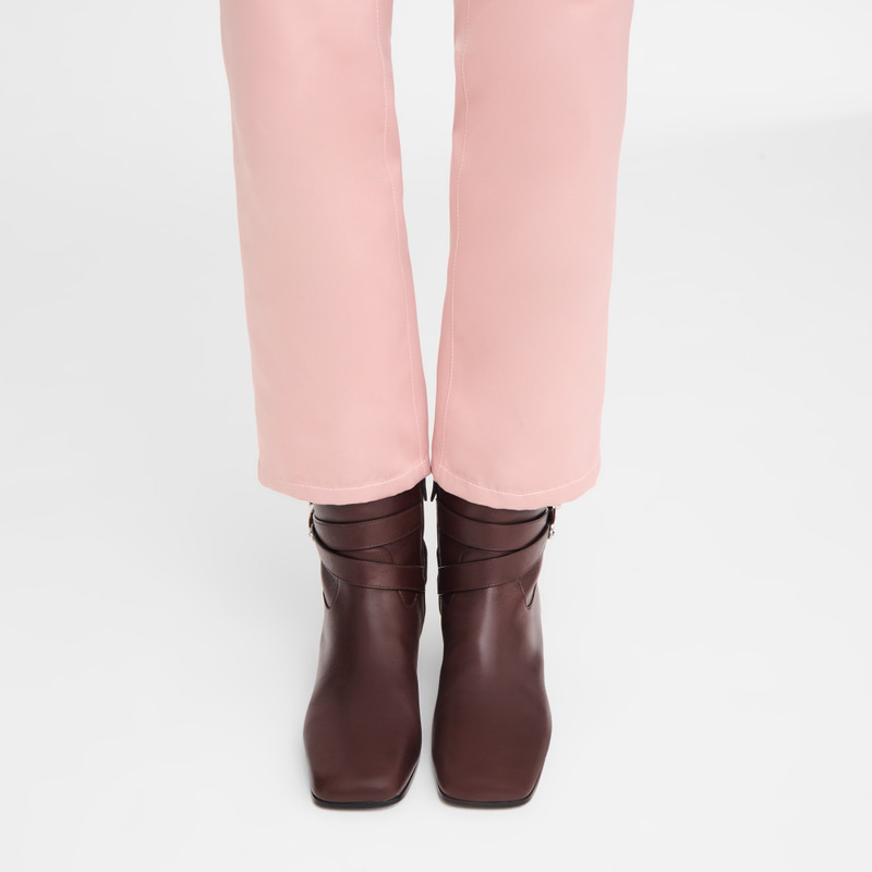 Longchamp La Cavalière Heeled booties Mocha - Leather outlook