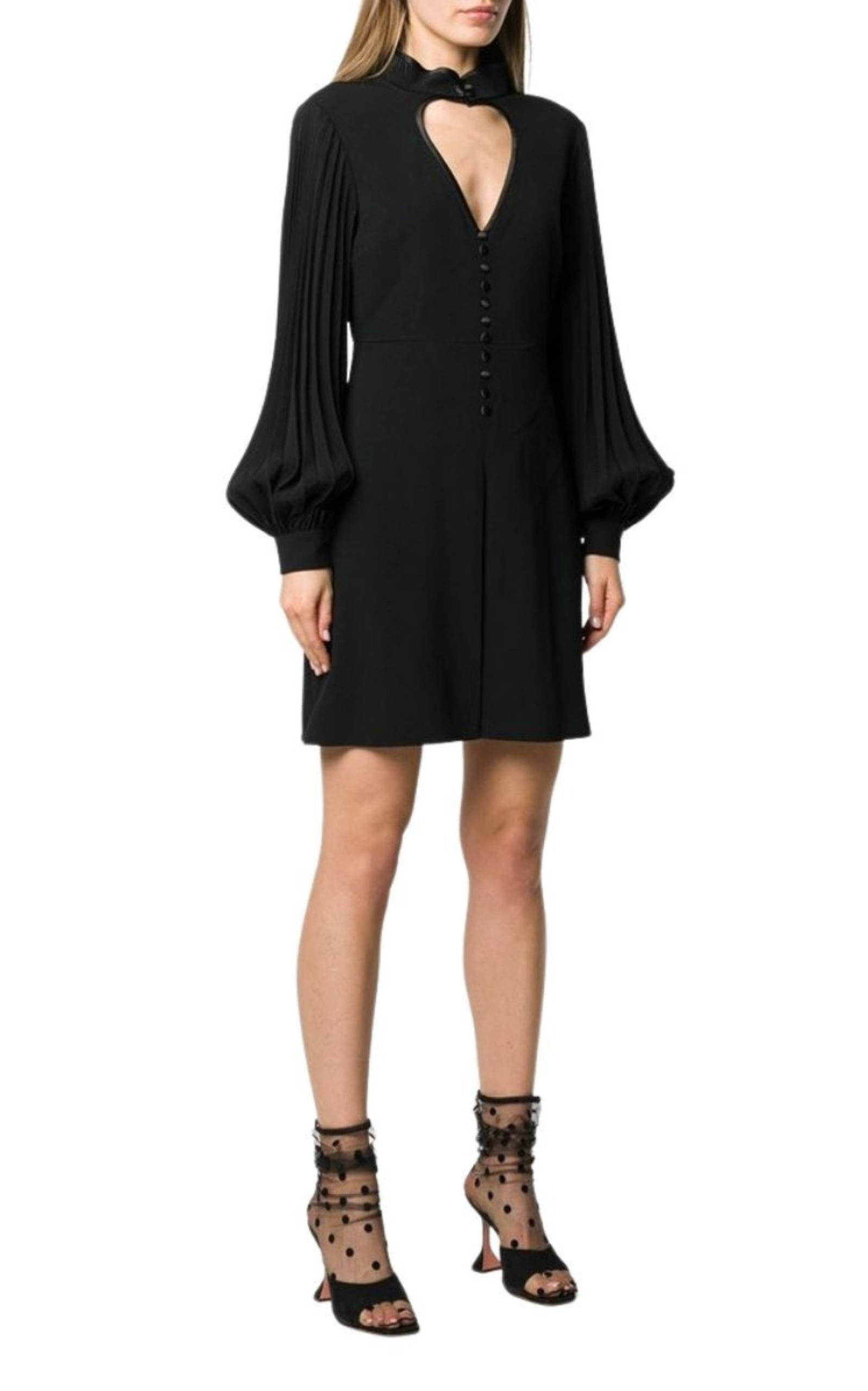Heart Cutout Pleated Crepe Dress - 3
