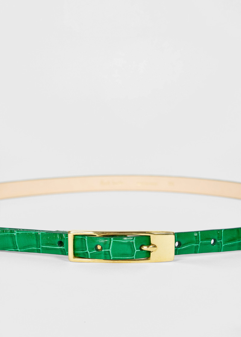 Women's Green Leather Croc Belt 3