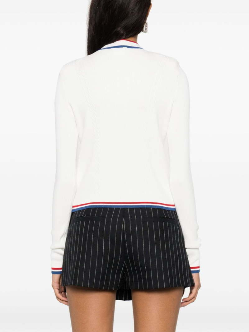 striped-trim ribbed cardigan 4