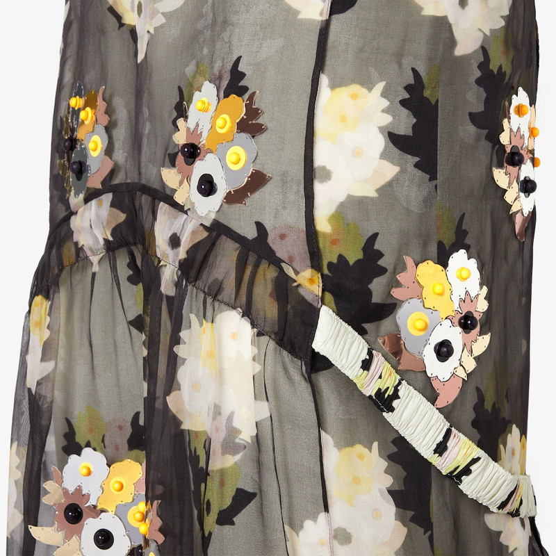 Dress Black printed organza dress with appliqués 3