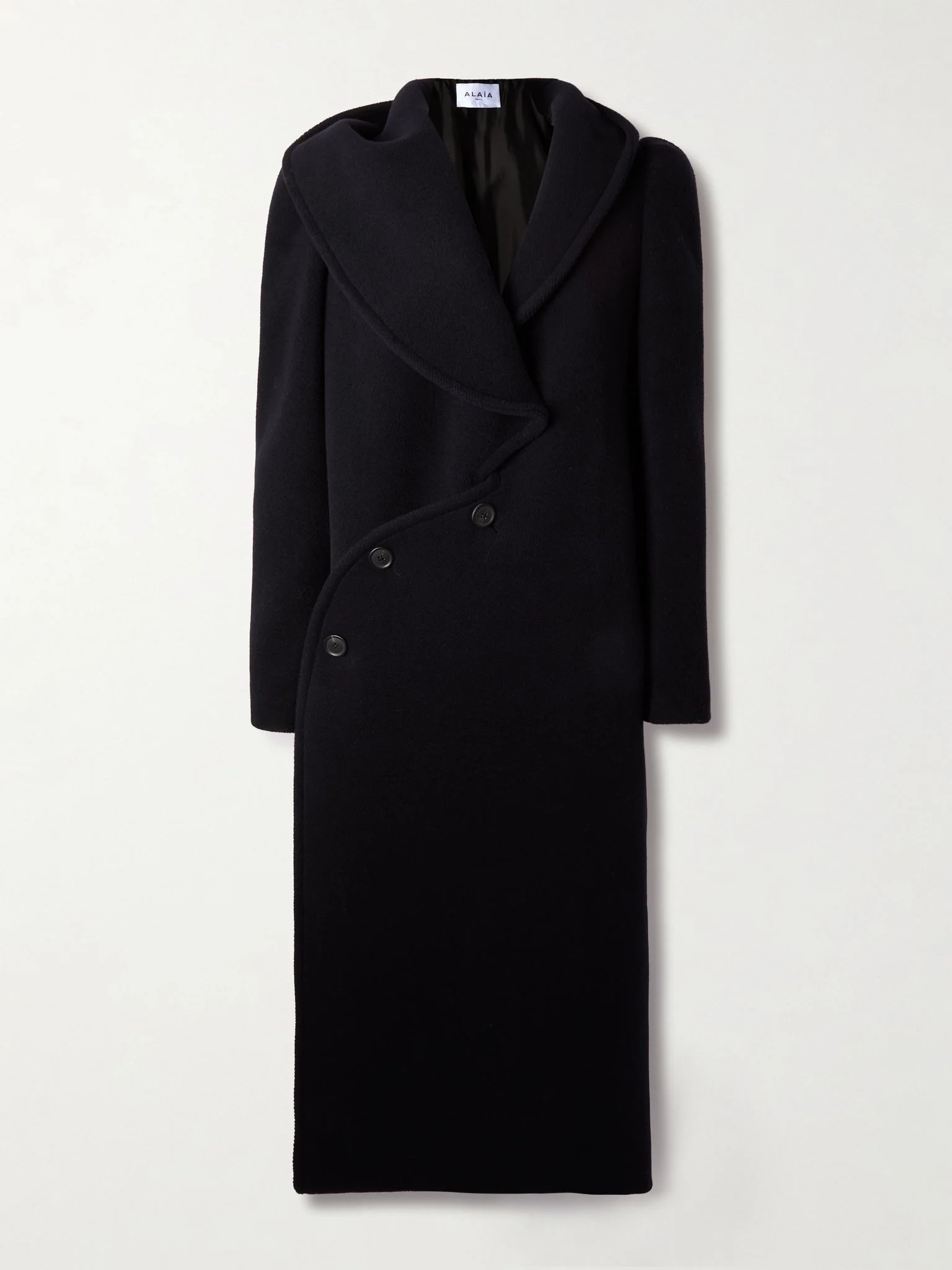 Hooded wool coat Navy - 1