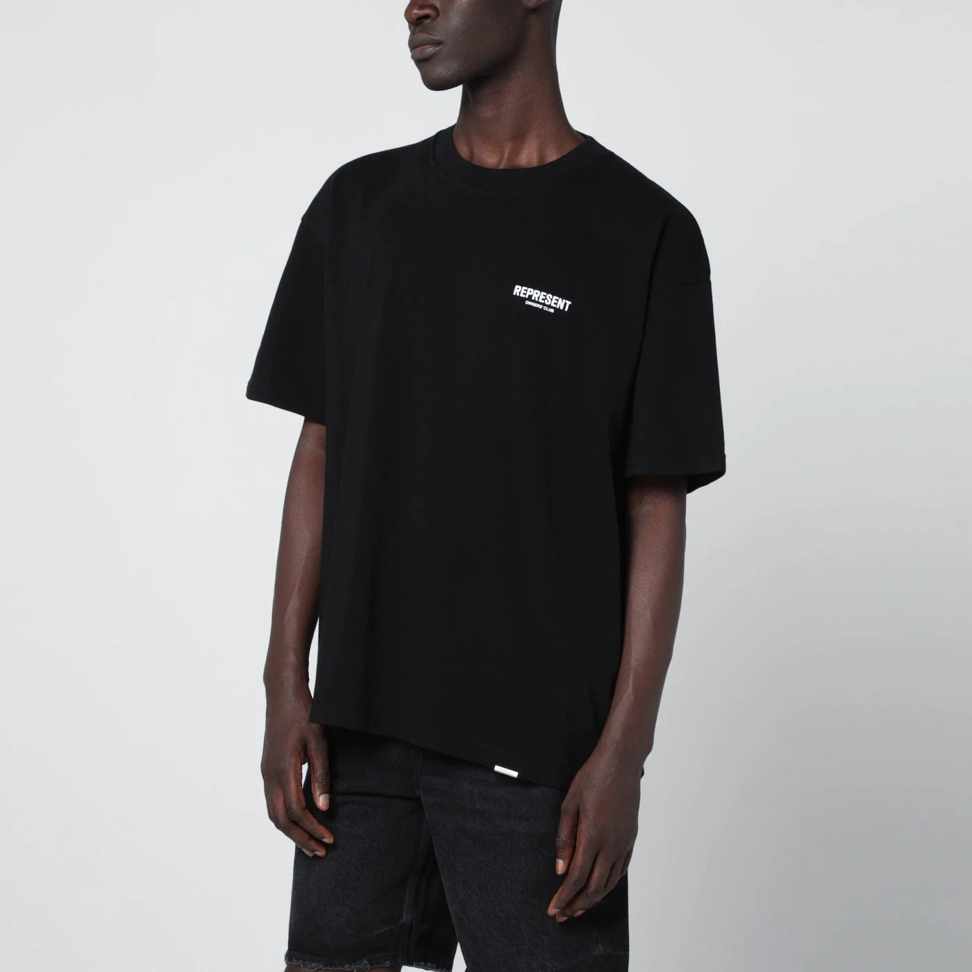 Black cotton T-shirt with logo - 1