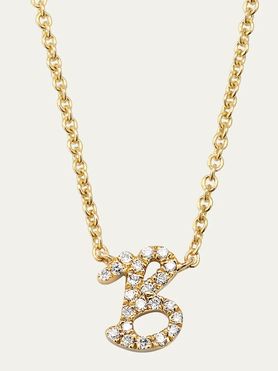 14k Diamond Pave Initial Necklace - 1