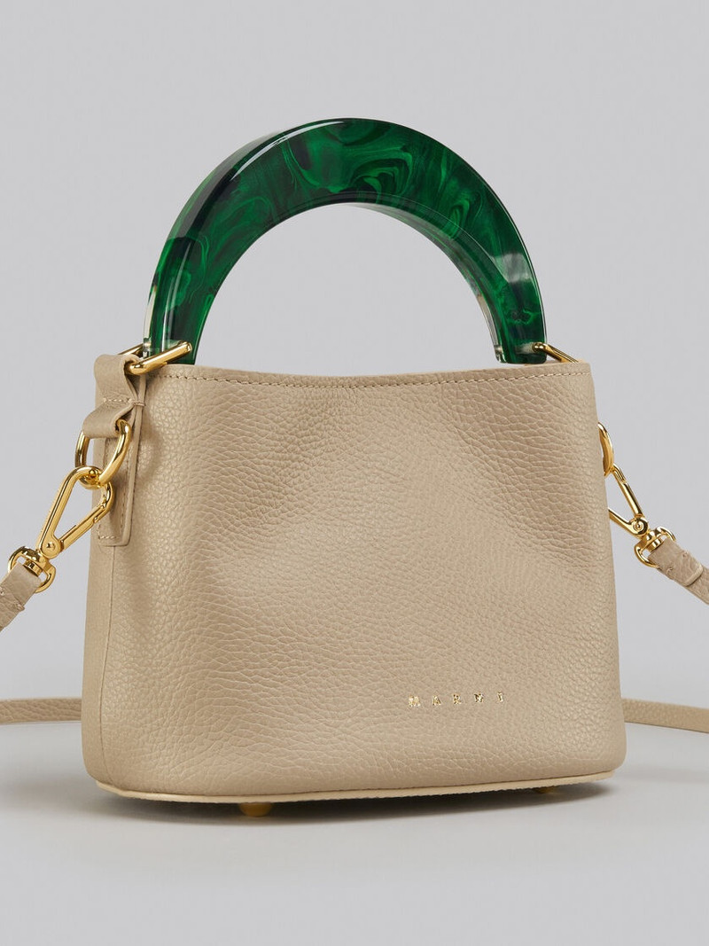 VENICE MINI BUCKET BAG IN LIGHT BROWN LEATHER 5