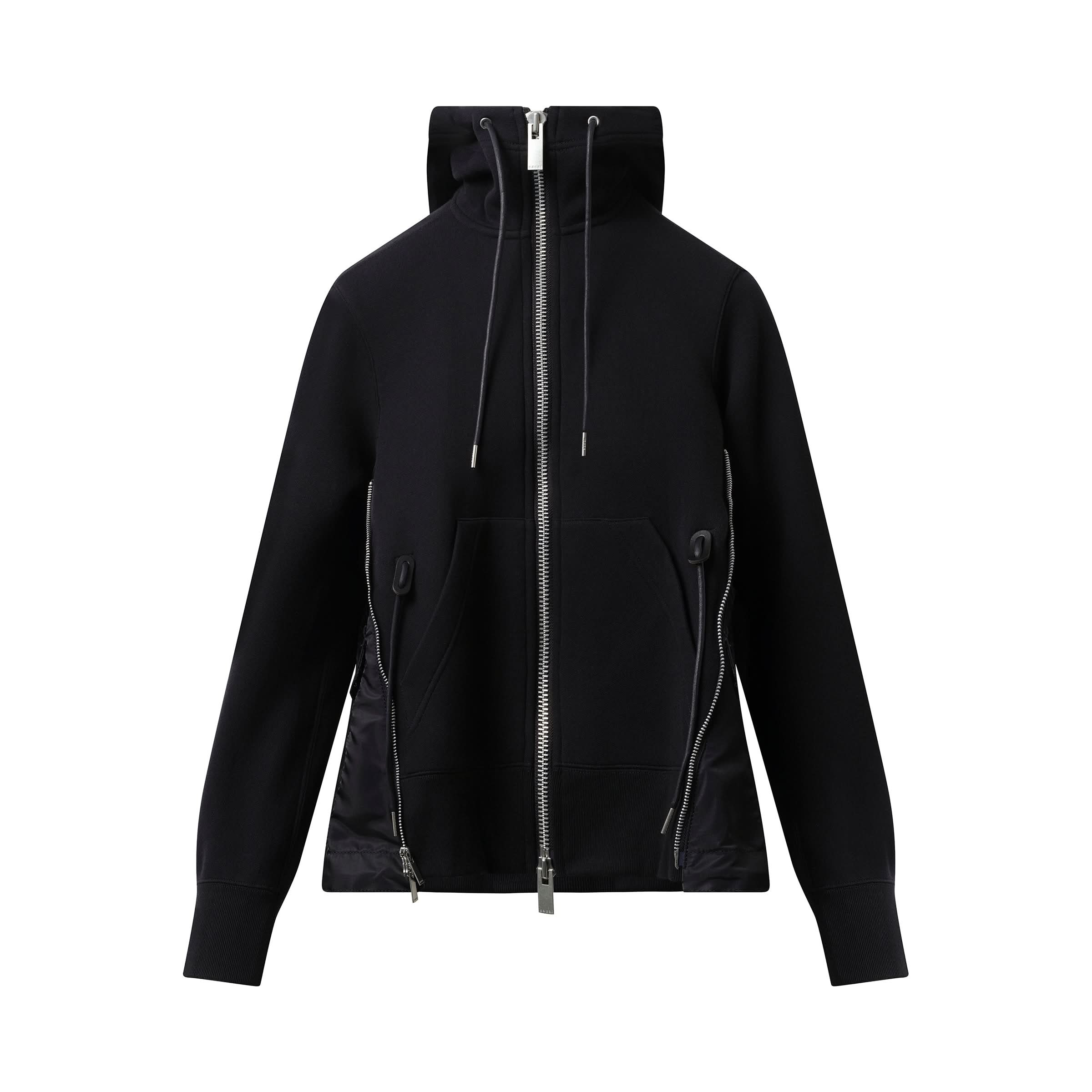 Sponge Sweat x Nylon Twill Hoodie in Black - 2