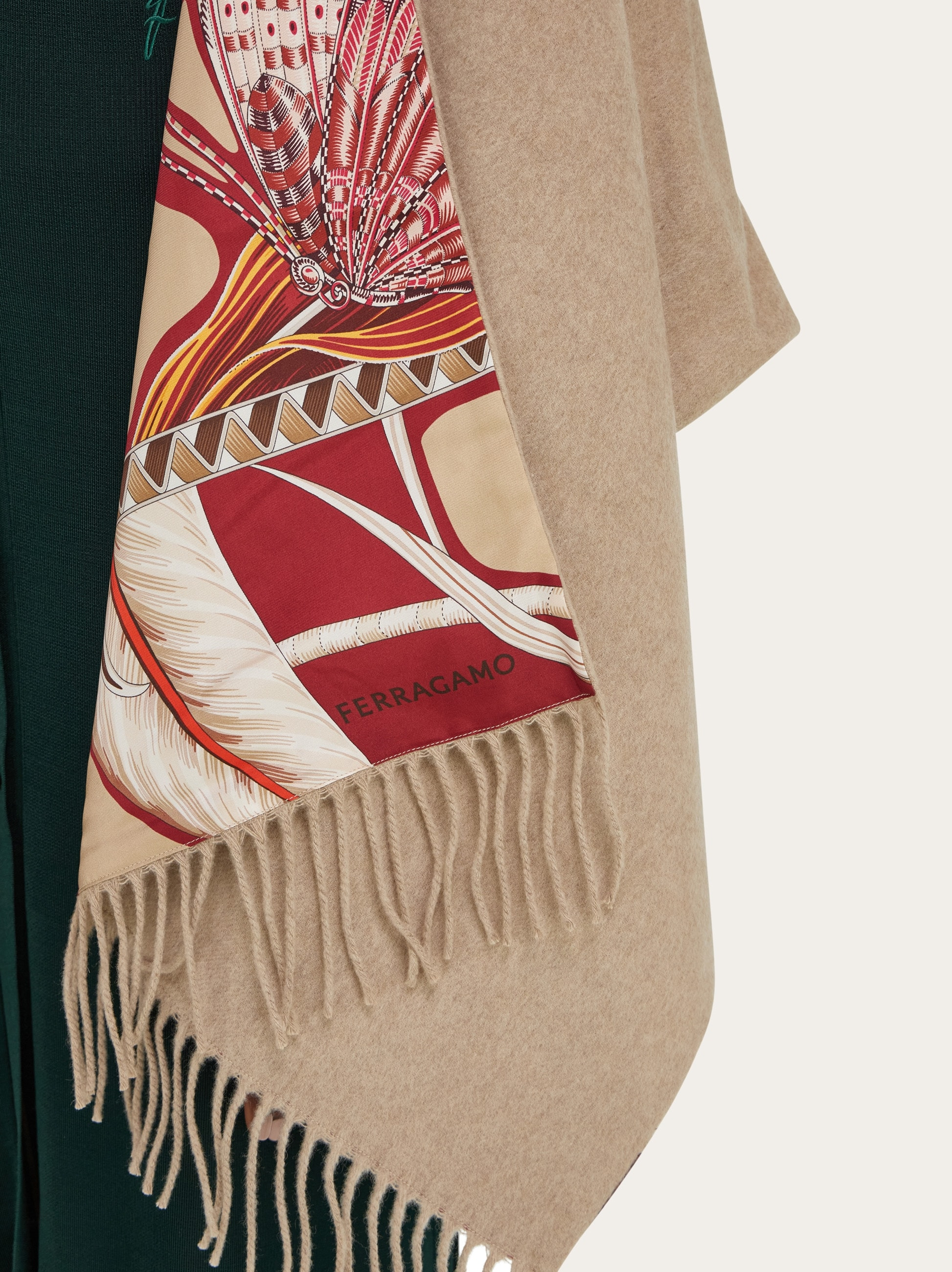 Cashmere and silk reversible cape - 5