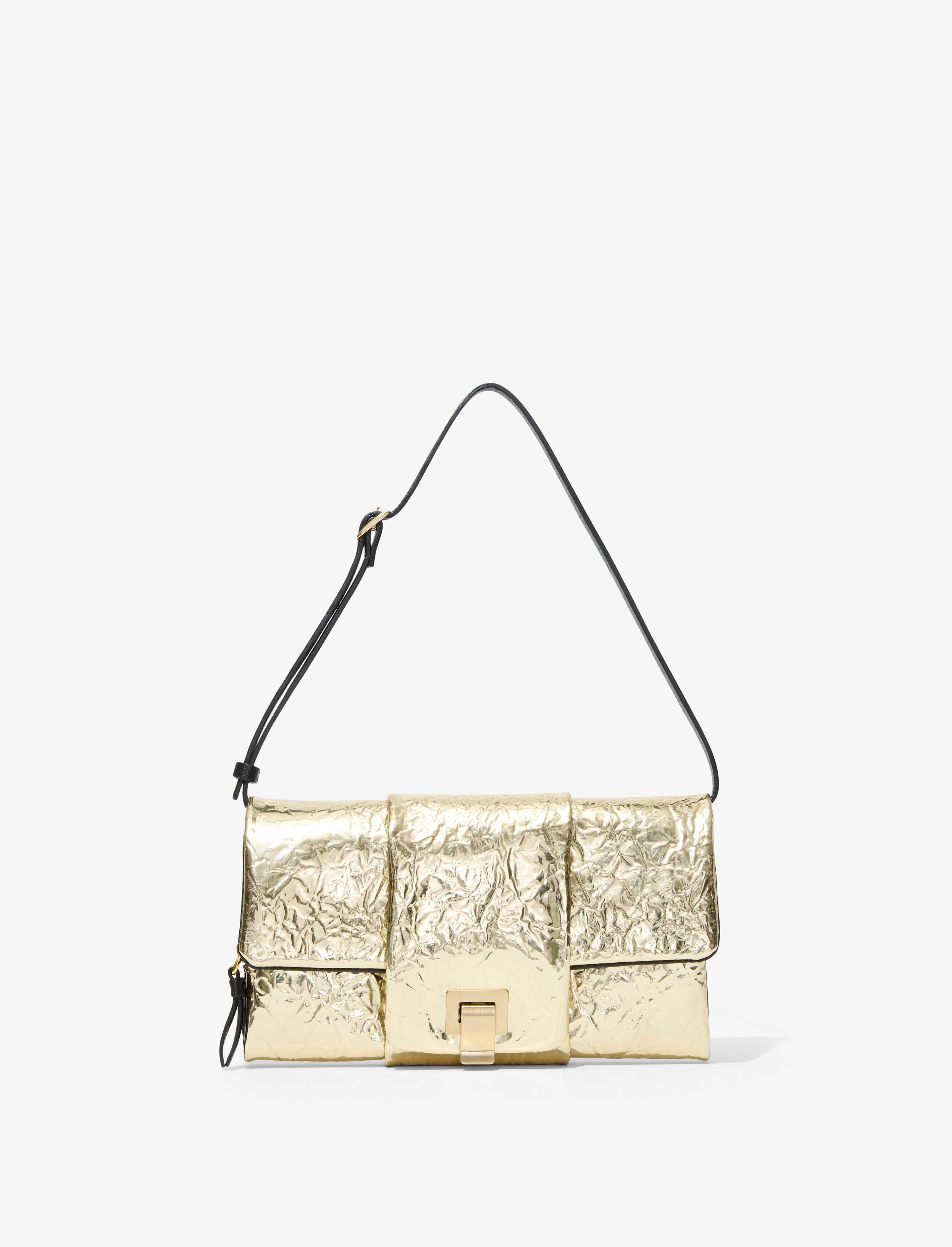 Flip Shoulder Bag in Crinkled Metallic - 1