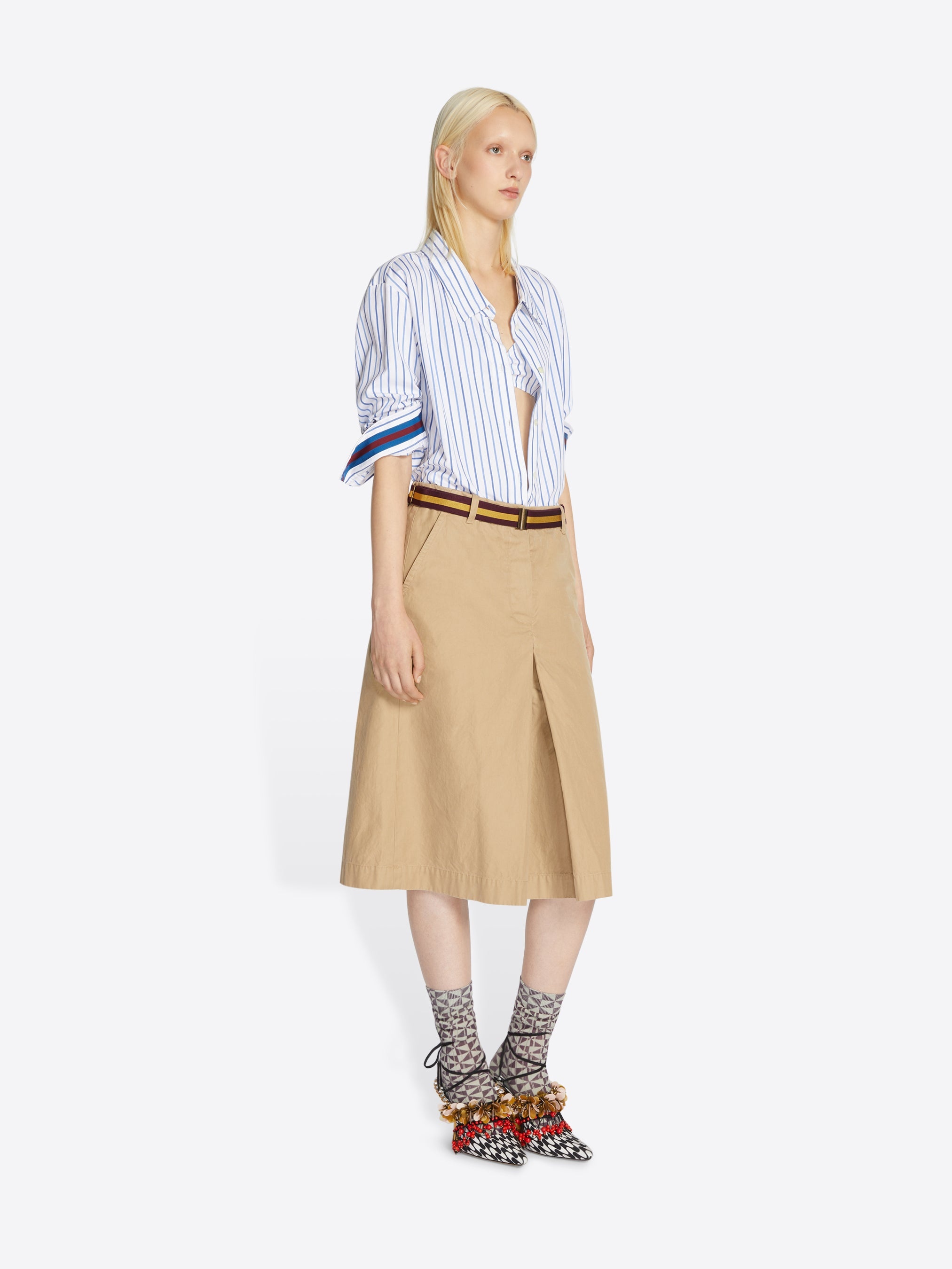 BELTED CHINO SKIRT - 3