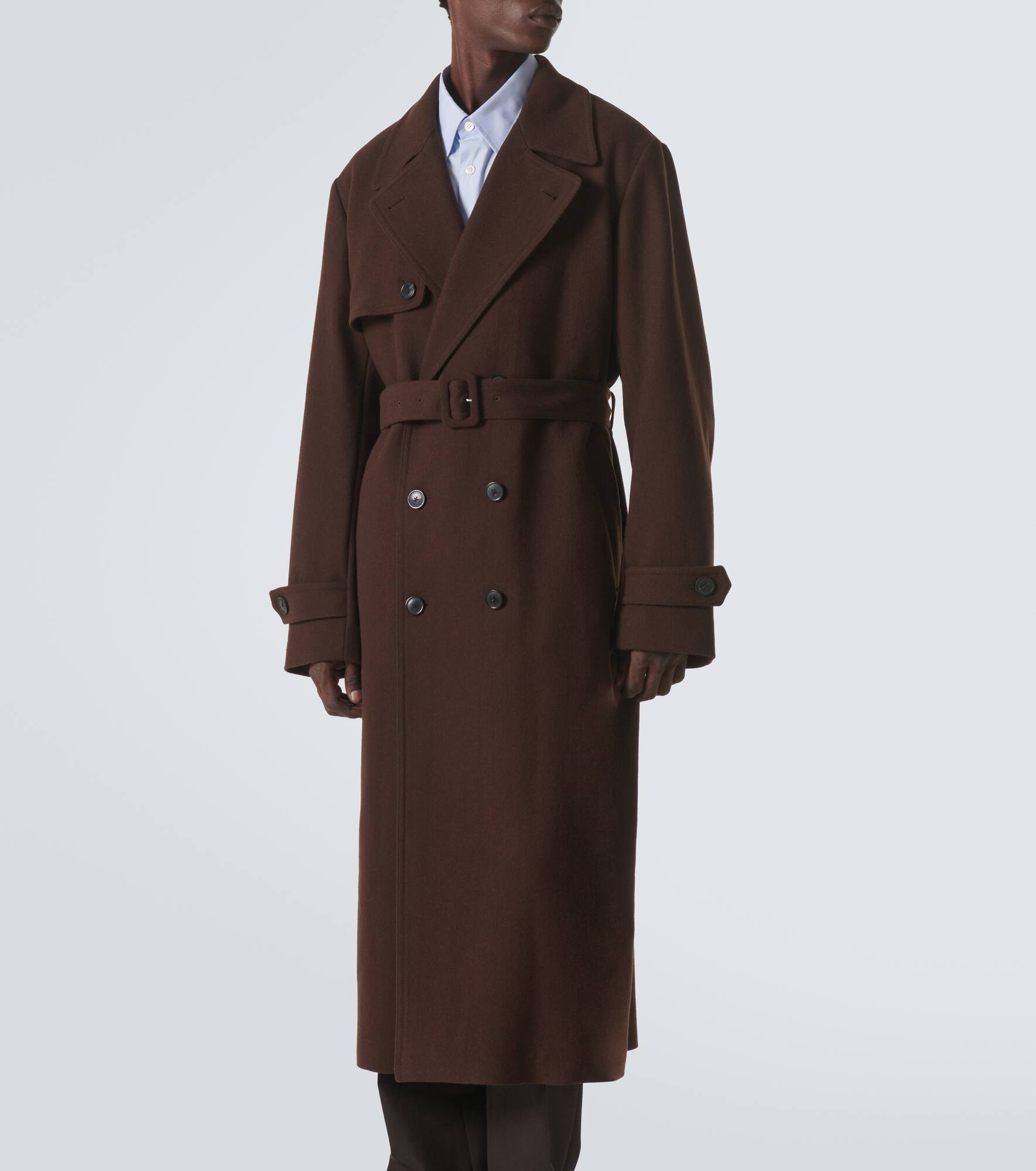 Double-breasted wool-blend coat - 3