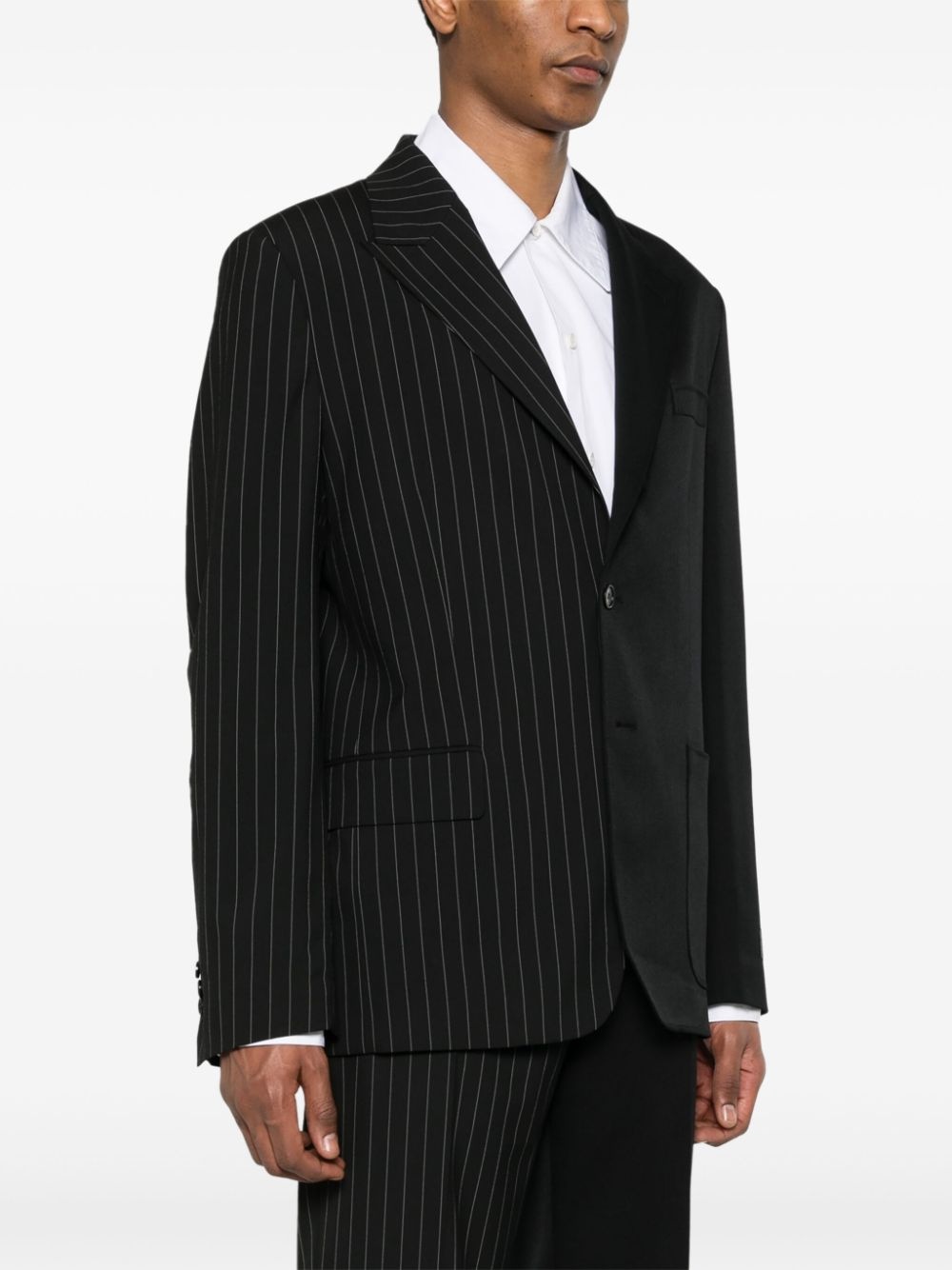 pinstripe panelled blazer - 3