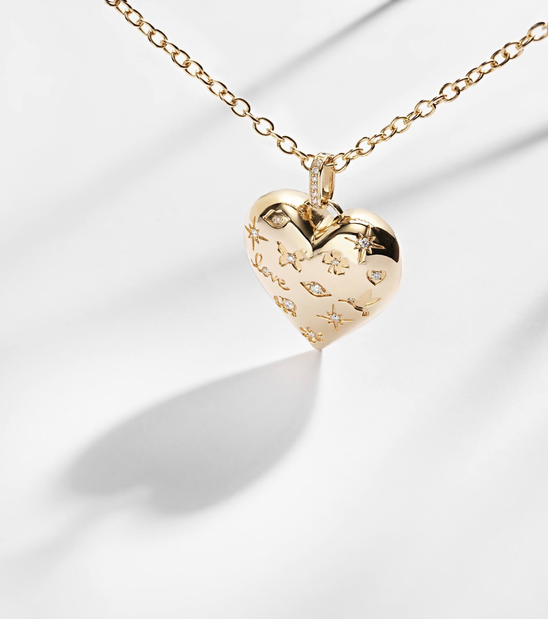 Puffy Icon Heart 14kt gold pendant with diamonds - 5