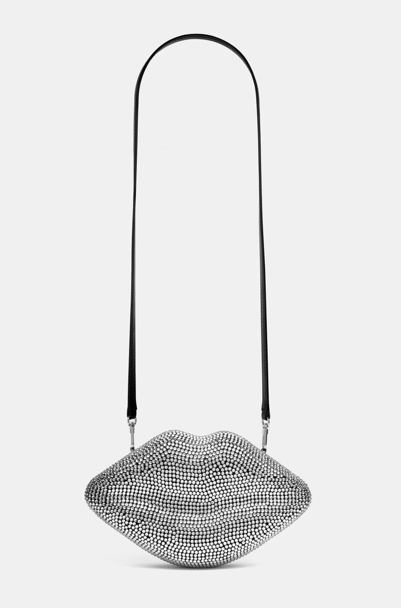 Crystal Lip Clutch in Black/Clear 4