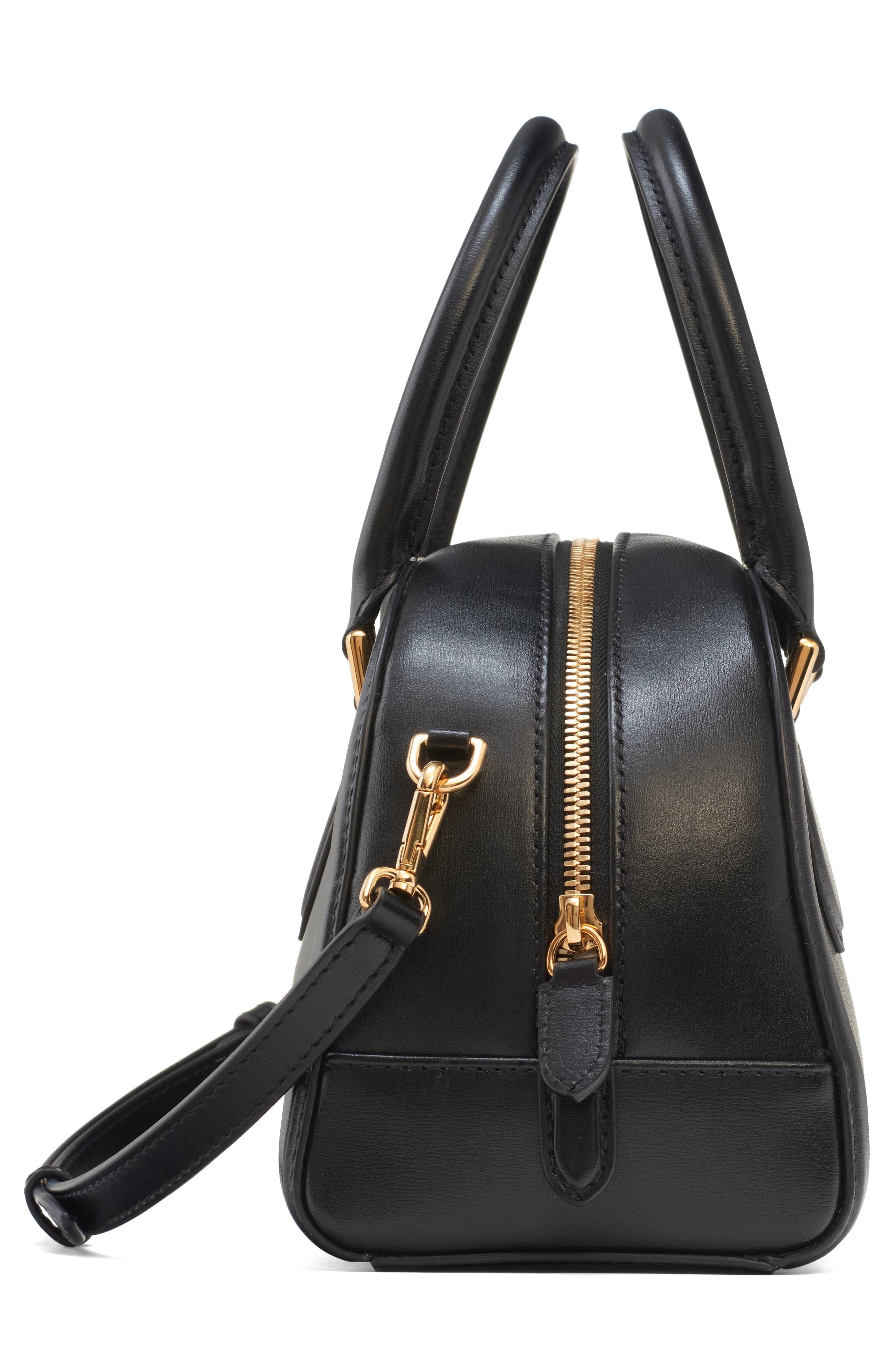 McQueen Small Birdee Boston Handbag in Black/Gold at Nordstrom - 6